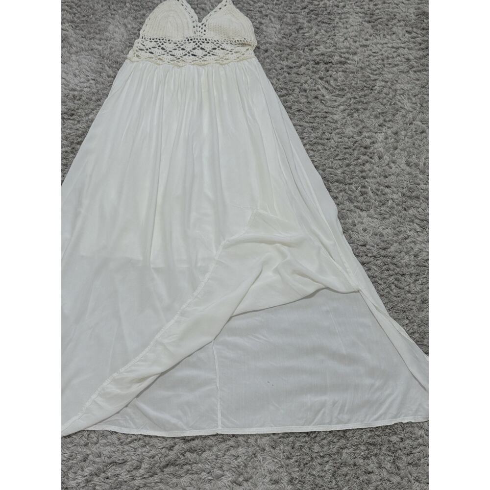 Lilbetter Womens Ivory Crochet Halter Maxi Dress Boho Beach Resort Vacation S - Picture 7 of 14